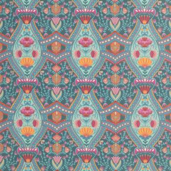 Dekodruck Boho Velvet Samt Blumen, Ranken Smaragd by Bienvenido von Swafing